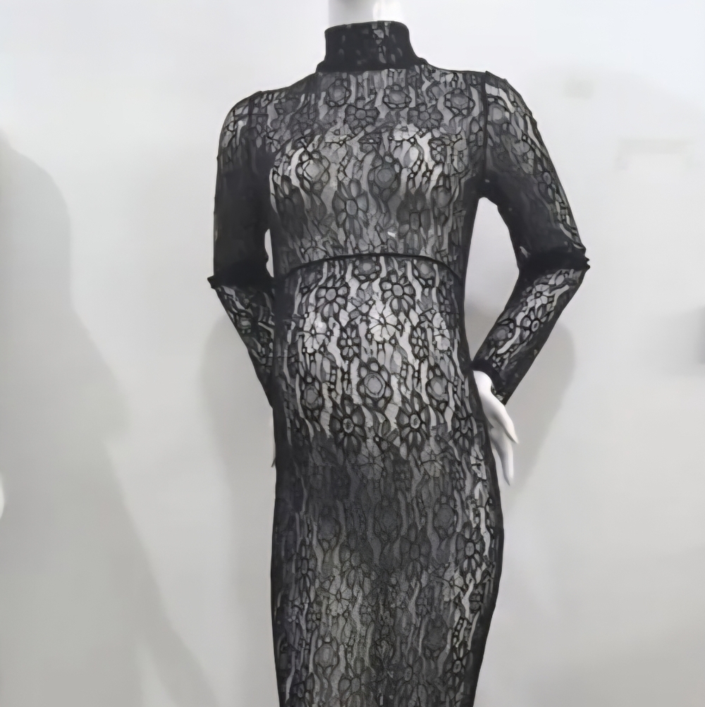 Elegant Black Lace Evening Gown/Maternity Photo Shoot L - Picture 5 of 5